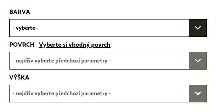 Výběr barvy povrchu