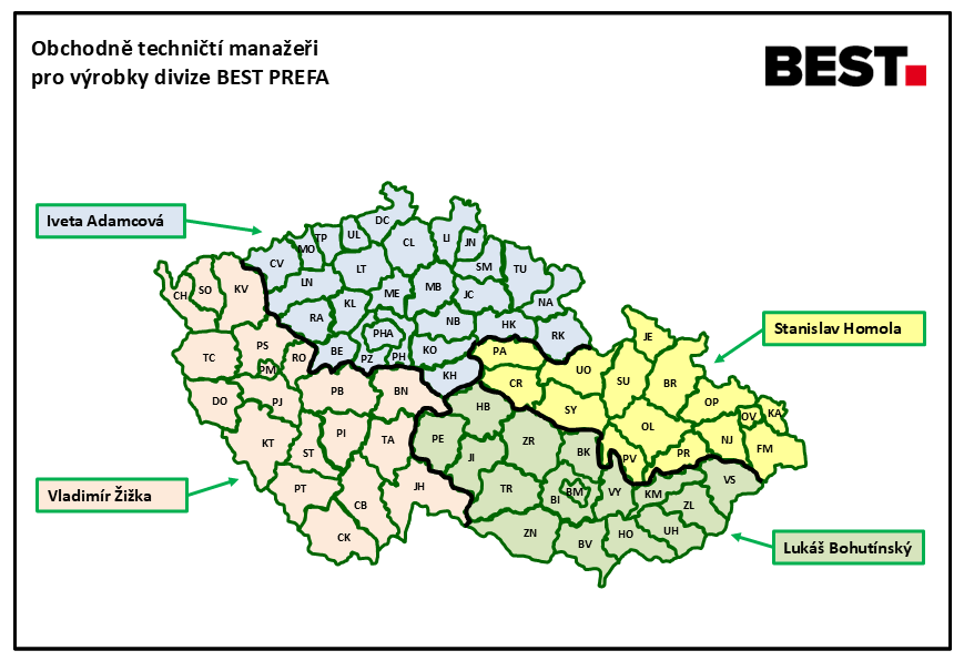 Obchodně techničtí manažeři pro výrobky divize BEST PREFA